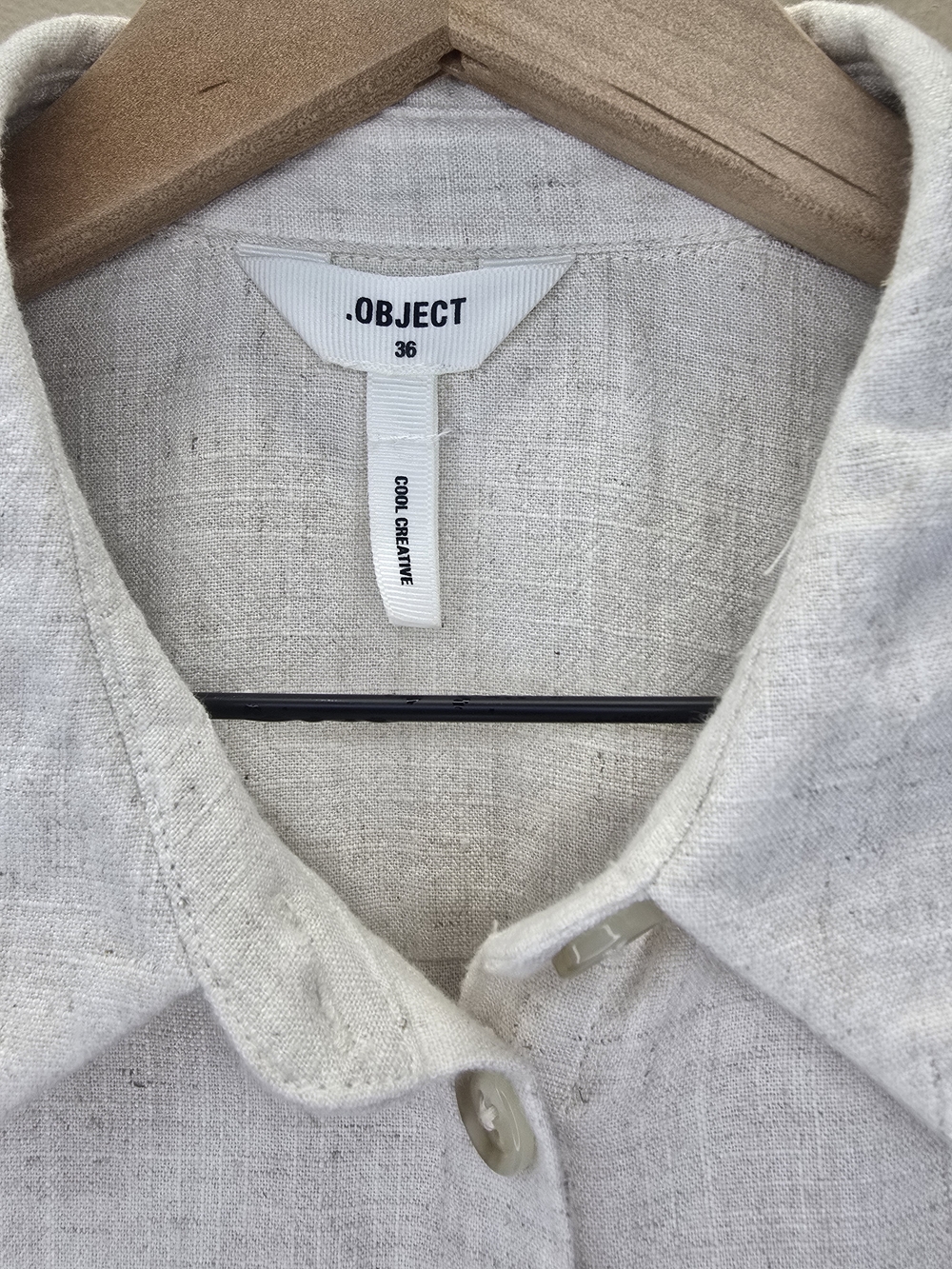 .OBJECT Collectors Item OBJSANNE Linen Short Sleeve Button Down Shirt Size 36 - Picture 3 of 8